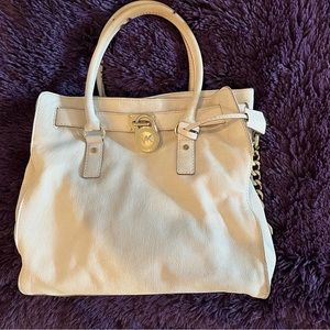 Michael Kors cream color leather handbag